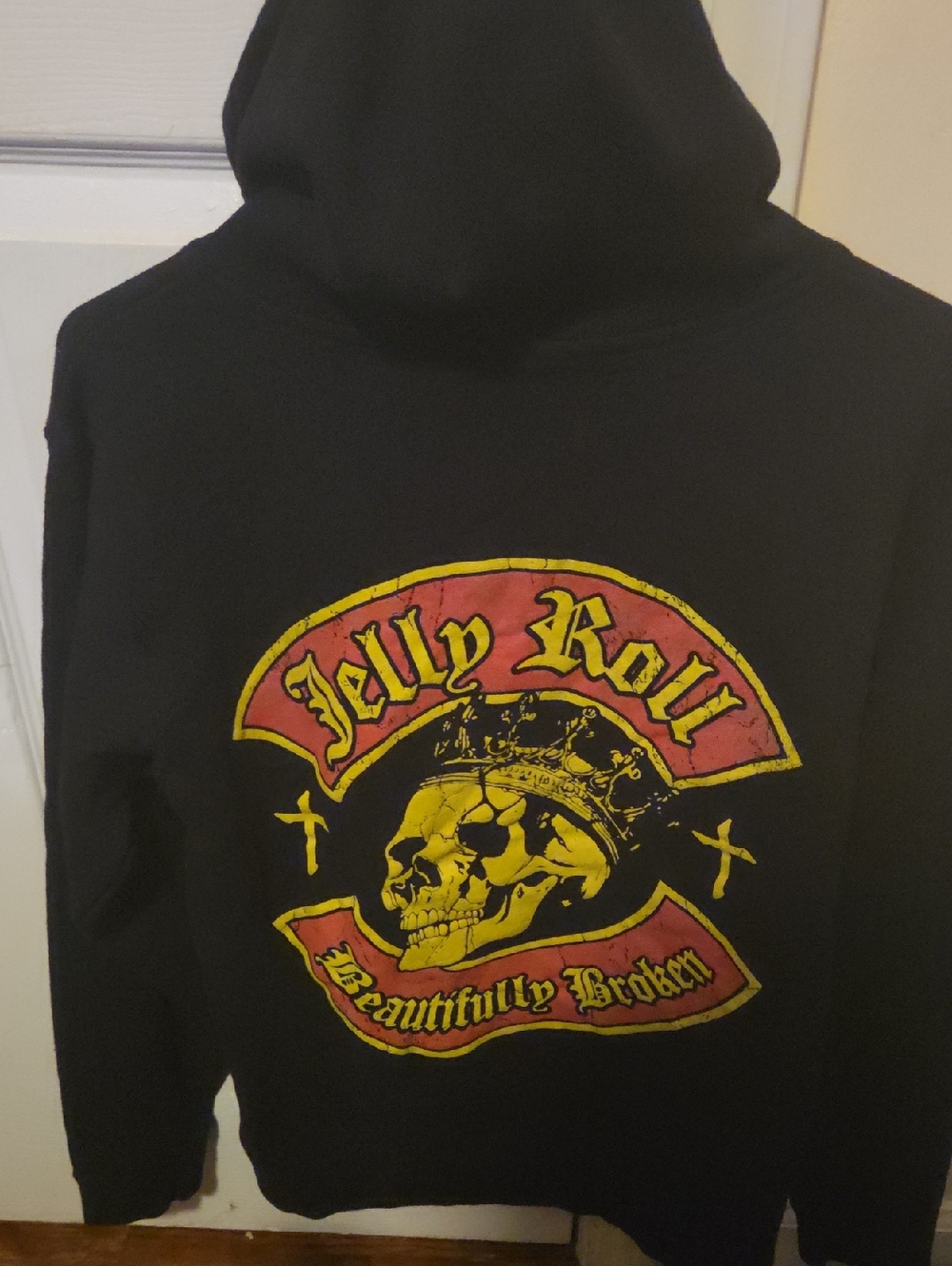 Black Jelly Roll Graphic Hoodie - 'Beautifully Broken' Tour Skull Design